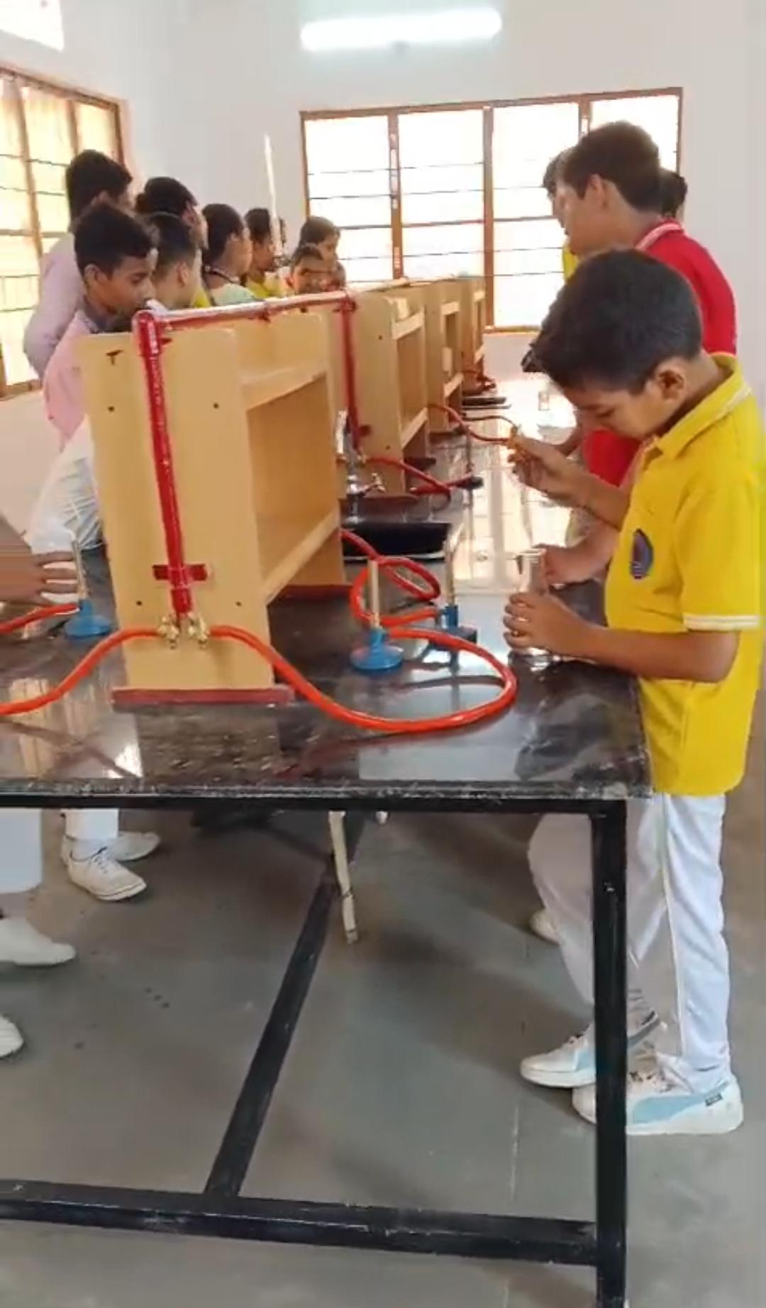 New Science Lab — Group Practical at Lab Benches